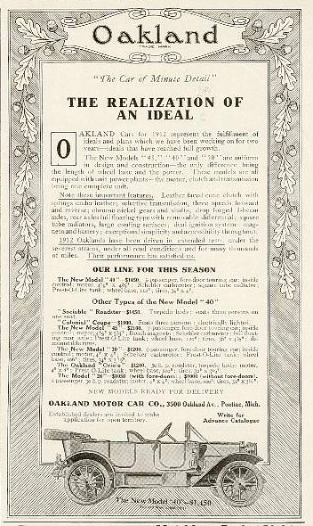 1912 Oakland Auto Advertising